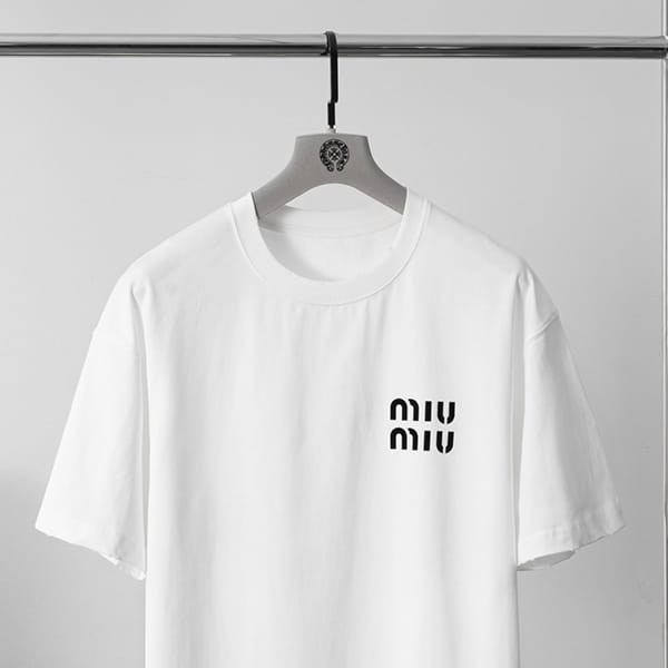 送料無料ミュウミュウ コットンジャージー 半袖Tシャツ パチモン myd11095